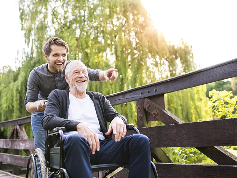 Caregiver supporting elderly client