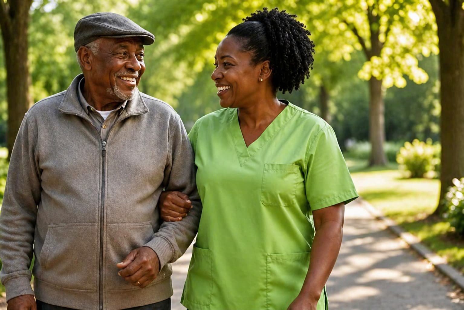 Caregiver helping elderly client
